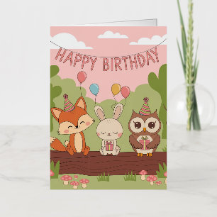 Diseño de cumpleaños infantil lindo con zorro, con