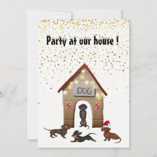 Diseño de Dachshund Invitación de Parte de navidad