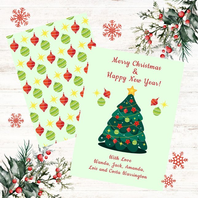 Diseño de Deseos Festosos de Árbol de Navidad (Merry Christmas Tree and Happy New Year Wishes)