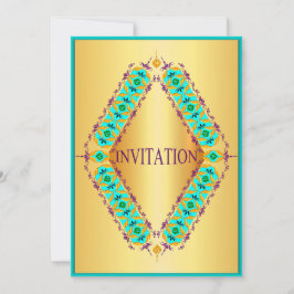 Diseño de diamante azul y púrpura en invitación do
