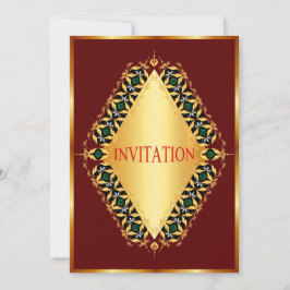 Diseño de diamantes verde y negro en invitación ro