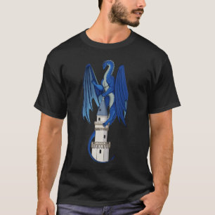 Diseño de dragón azul en una camiseta negra