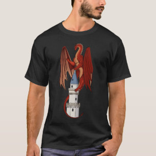 Diseño de dragón rojo en una camiseta negra