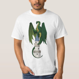 Diseño de dragón verde en una camiseta blanca