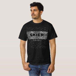 Diseño de esquí retro con camiseta de texto japone