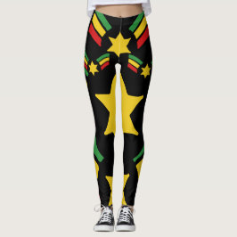 Diseño de estrellas militares Rasta Reggae Legging