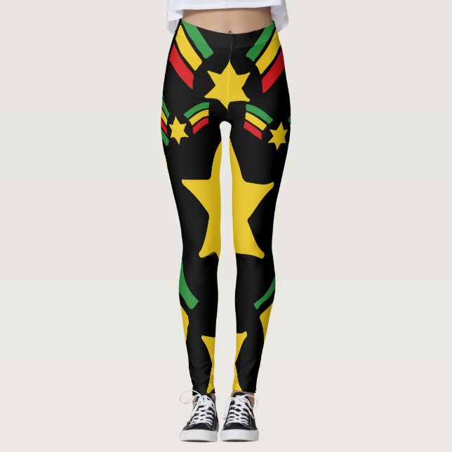 Diseño de estrellas militares Rasta Reggae Legging (Anverso)