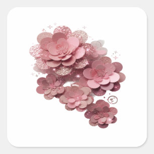 Diseño de etiqueta de flores con brillo rosa plate