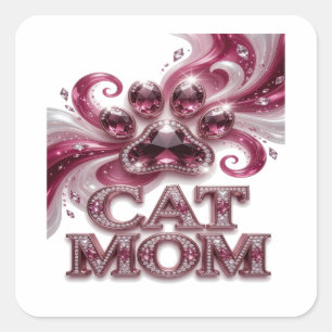 Diseño de etiqueta de GATITA MADRE rosa dinámico