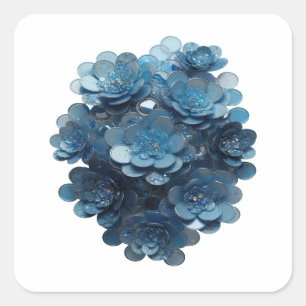 Diseño de etiqueta de gema floral azul plateado ge