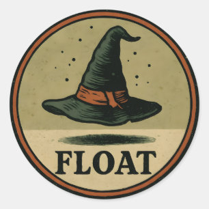Diseño de etiqueta de Halloween de sombrero de bru