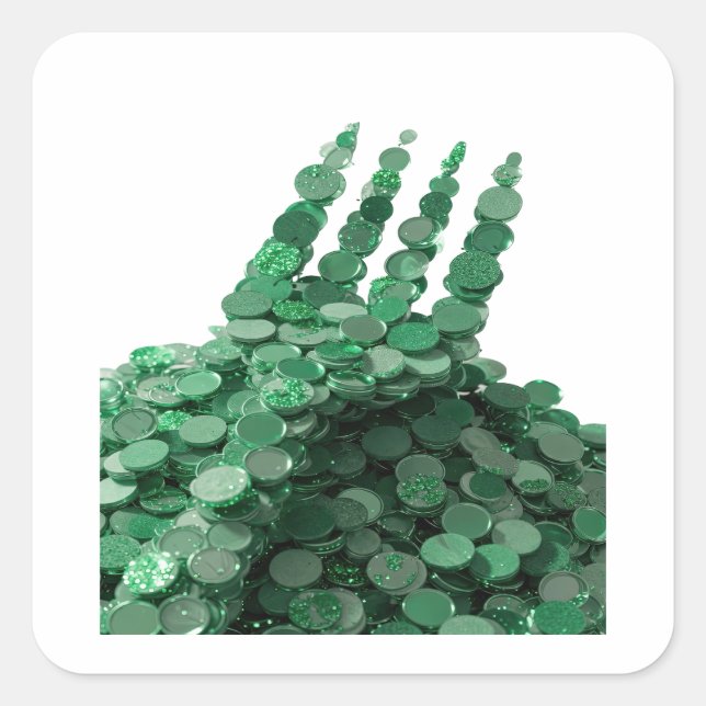 Diseño de etiqueta de monedas verdes animadas (Anverso)
