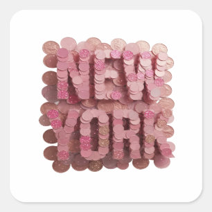 Diseño de etiqueta de NUEVA YORK rosa de moda