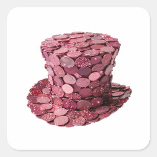 Diseño de etiqueta de sombrero de moneda rosa plat