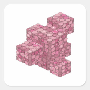 Diseño de etiqueta de TORRE DE MONEDA ROSA de moda
