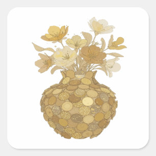 Diseño de etiqueta FLORES DORADAS Gris Premium