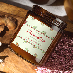 Diseño de etiquetas de velas cuadradas con hojas d