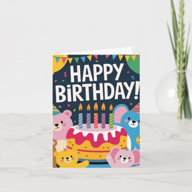 Diseño de fiesta de cumpleaños de animales lindos  (Anverso)