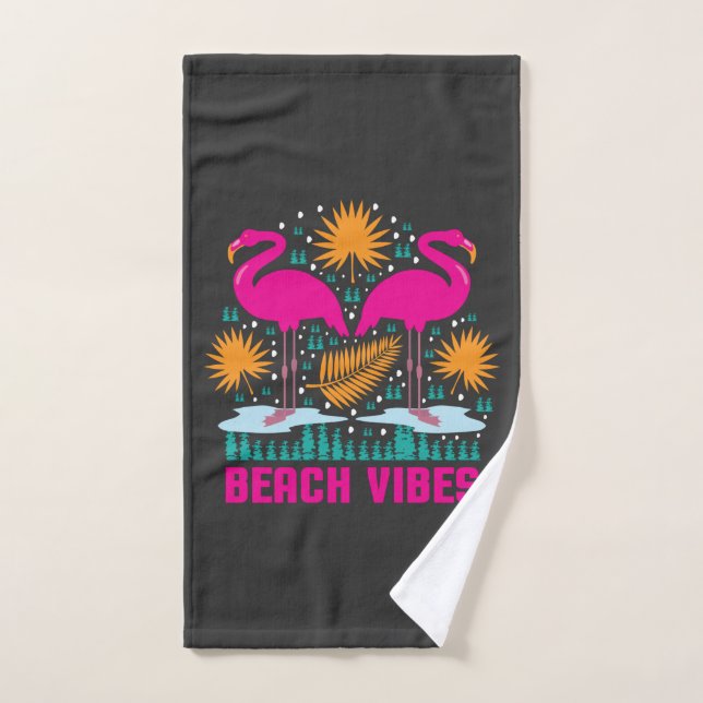 Diseño de Flamencos Rosas Beach Vibes (Toalla de mano)