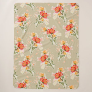 diseño de flor acuarela de bonito en manta sherpa