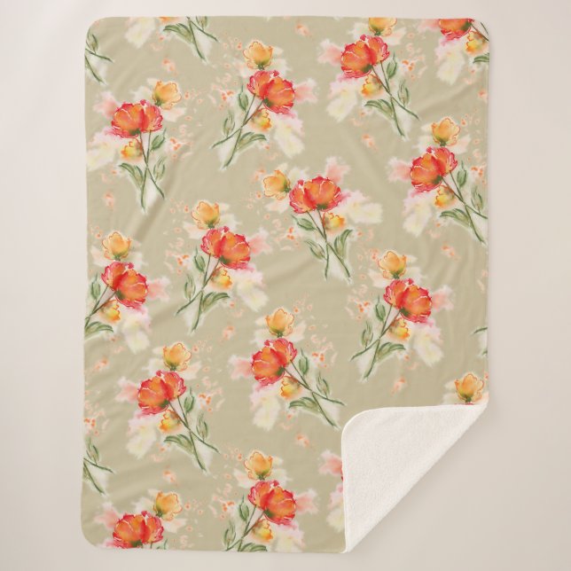 diseño de flor acuarela de bonito en manta sherpa (Anverso)