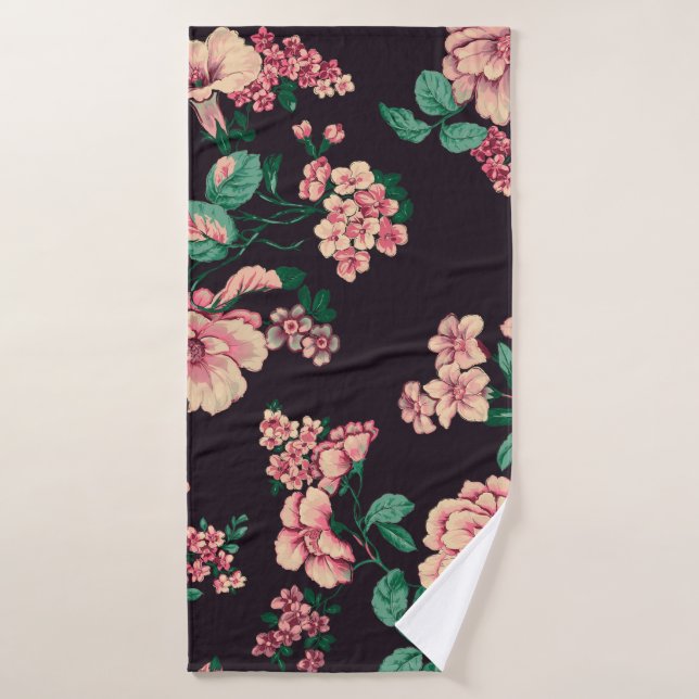 diseño de flor acuarela transparente con tex digit (Toalla de baño)