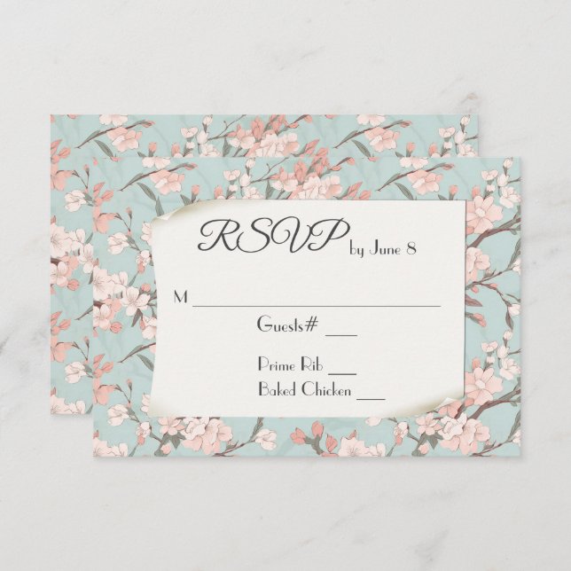 Diseño de flor de cerezo Sakura RSVP (Anverso / Reverso)