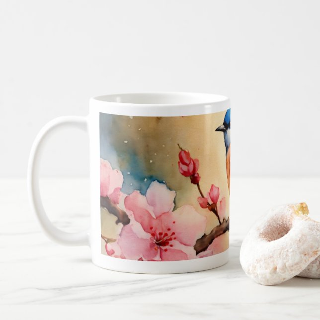 diseño de flores de cerezo hermosas tazas, tazas (Con donut)