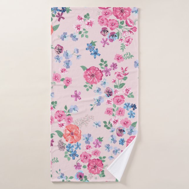 Diseño de flores de primavera. Patrón floral sin f (Toalla de baño)