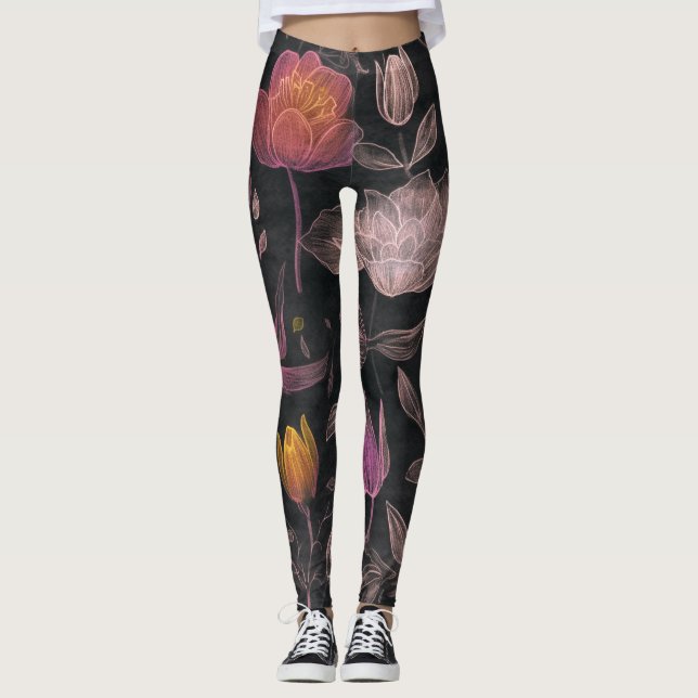 Diseño de flores Leggings (Anverso)