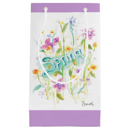 Diseño de flores regalo bolsa de papel lavado púrp