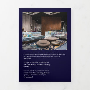 Diseño de folleto plegado de negocios azul marino