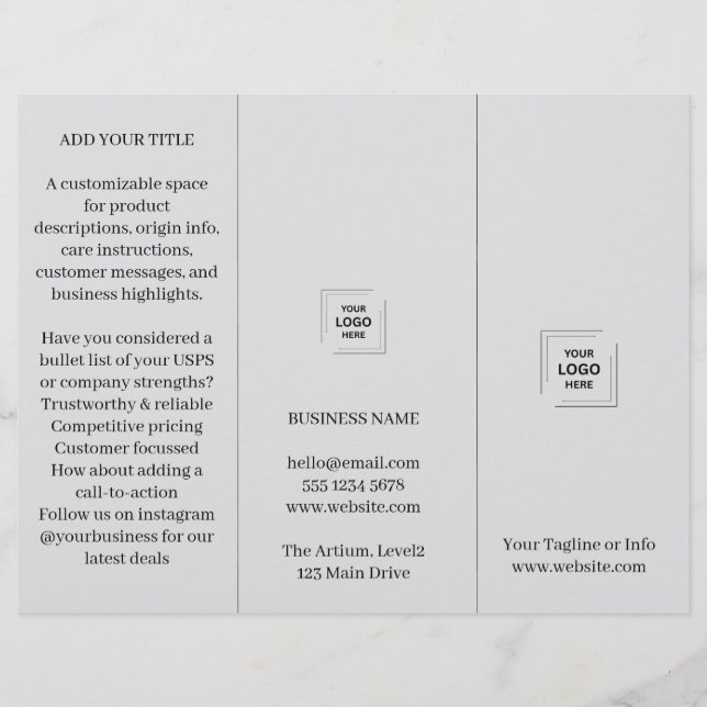 Diseño de folleto trifold profesional gris de marc (Anverso)