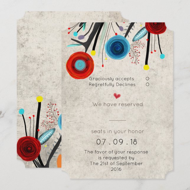 Diseño de forma de entrada de invitación de boda (Anverso / Reverso)