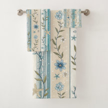 Diseño de franja floral costera en aqua beige