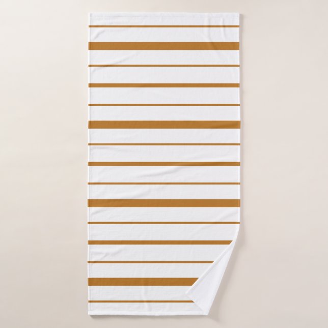 Diseño de franja marrón dorado sobre fondo blanco (Toalla de baño)
