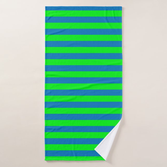 Diseño de franjas azules y verdes (Toalla de baño)