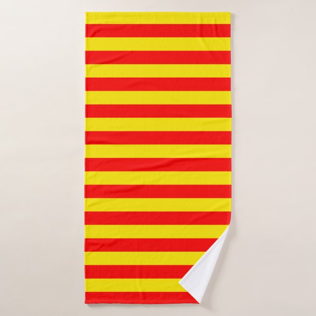 Diseño de franjas rojas y amarillas (Toalla de baño)