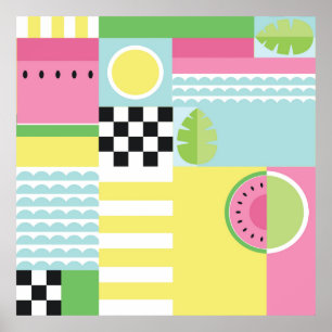 Diseño de frutas de verano, arte pop de mosaico co