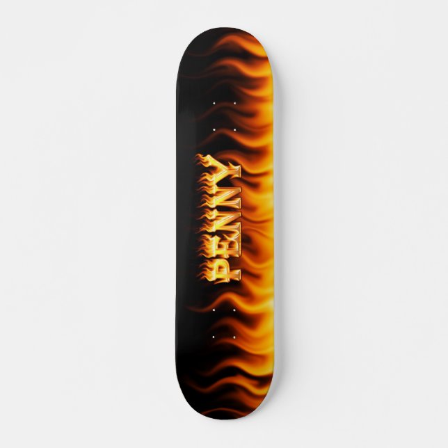 Diseño de fuego y llamas en patineta de Penny. (Anverso )