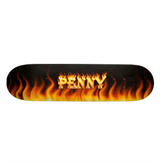 Diseño de fuego y llamas en patineta de Penny.