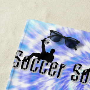 Diseño de fútbol de tinte azul, toalla de playa