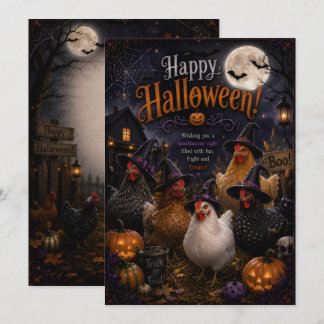 diseño de gallina tarjeta de halloween parte delan