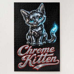 Diseño de gatito cromado, rompecabezas