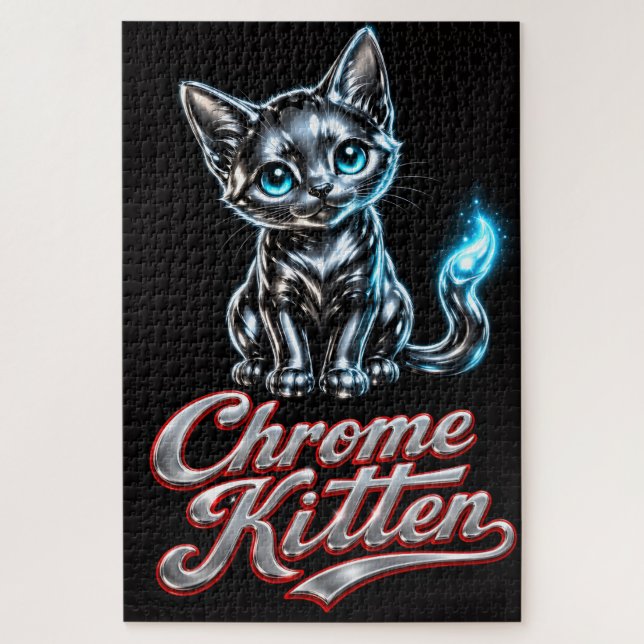 Diseño de gatito cromado, rompecabezas  (Vertical)