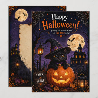 diseño de gato de tarjeta de Halloween