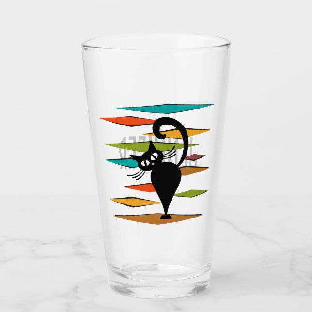 Diseño de gato negro de Mid Century (Anverso)