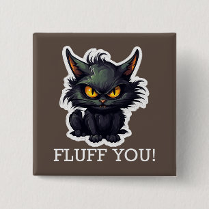 Diseño de gato negro para bebé - botón cuadrado