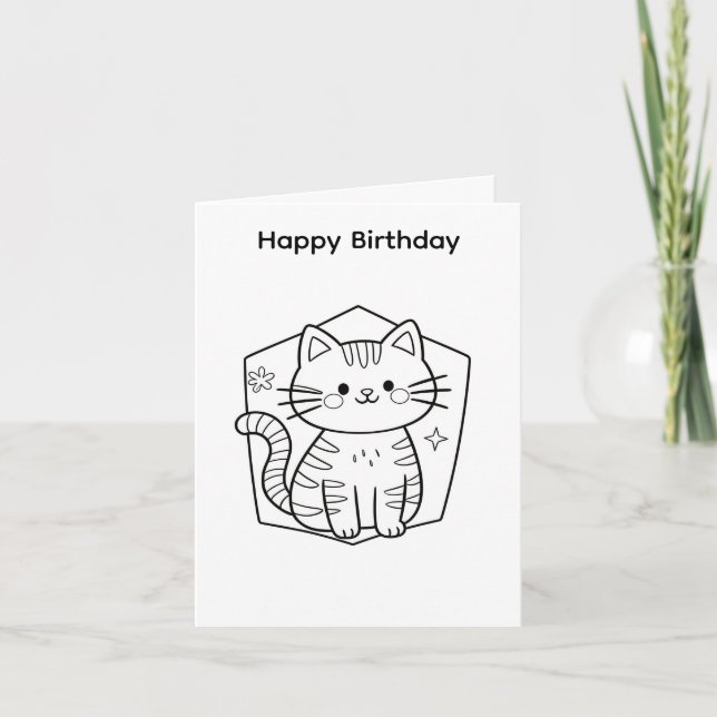 Diseño de gato para tarjeta de cumpleaños para col (Anverso)