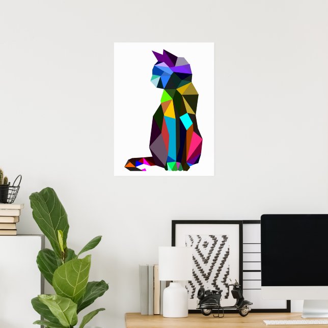 Diseño de Gato WPAP geométrico | Impresoras | Arte (Oficina en casa)